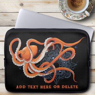 Capa Para Notebook Octopus Orange Mandala Blue