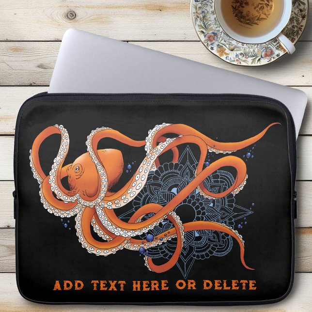 Capa Para Notebook Octopus Orange Mandala Blue (Criador carregado)