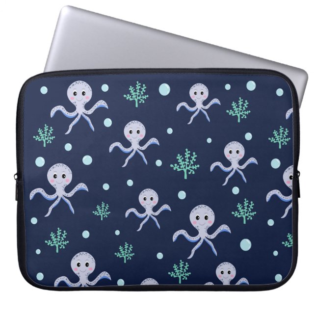 Capa Para Notebook Octopus sob o padrão das crianças do mar (Frente)