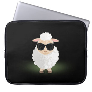 Capa Para Notebook Óculos de Sol Cool Sheep Neon Verde Estética Carto