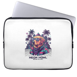 Capa Para Notebook Óculos de Sol de Cachorro da Unidade Retro K9 Neon