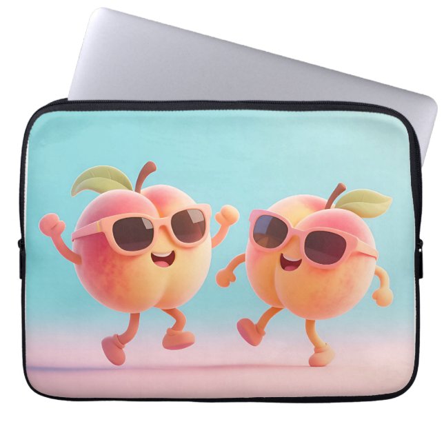 Capa Para Notebook Óculos de Sol de Pêssegos Dançantes (Frente)