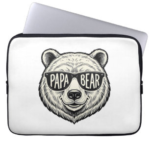 Capa Para Notebook Óculos de sol do Papai Urso Cabeça de Urso Design