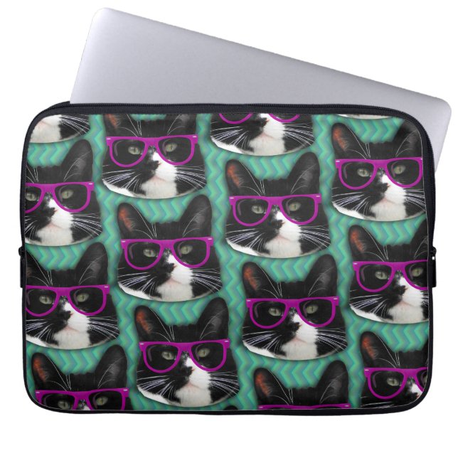 Capa Para Notebook Óculos Difundidos Tuxedo Cat Epic Art (Frente)