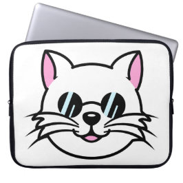 Capa Para Notebook Óculos Pretos Vestidos de Gatos Brancos / Óculos e