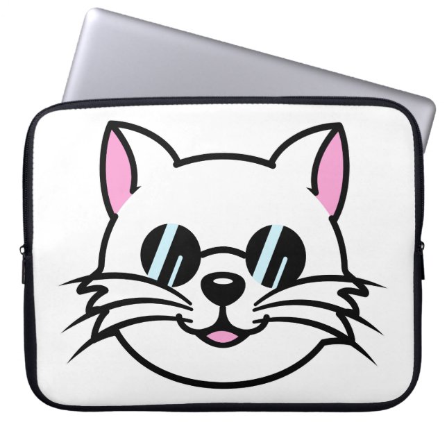Capa Para Notebook Óculos Pretos Vestidos de Gatos Brancos / Óculos e (Frente)