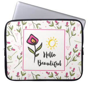 Capa Para Notebook Olá Linda Flor Laranja Rosa Bonito