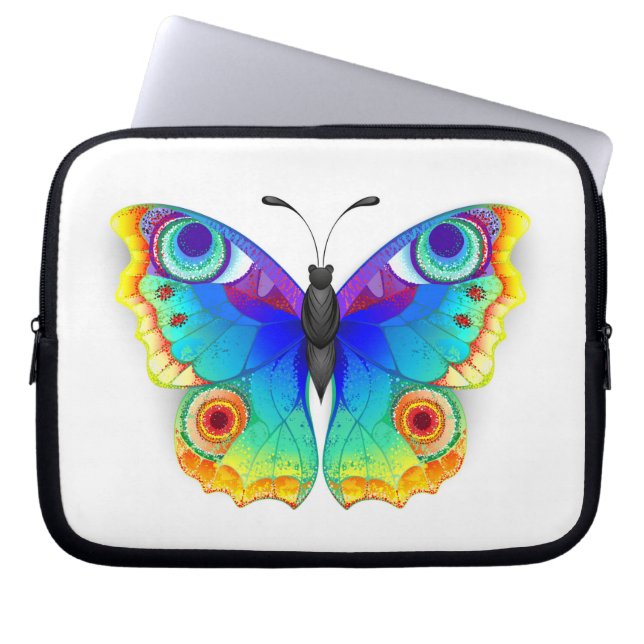 Capa Para Notebook Olho Peacock da Borboleta Arco-Íris (Frente)