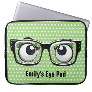 Capa Para Notebook Olhos com óculos nas Bolinhas 