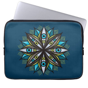 Capa Para Notebook Olhos Estranhos Com Flor Íris Duplo Mandala