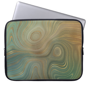 Capa Para Notebook Olive Strata Agato de tinta Dourada e verde