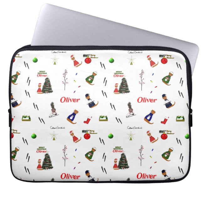Capa Para Notebook Oliver A Lontra Natal Padrão Aleatório (Frente)