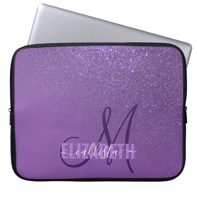 Capa Para Notebook Ombre de gradiente de brilho violeta violeta diago (Frente)