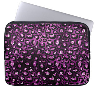 Capa Para Notebook Ombre Roxo e Glama Preta Manchas-Leopardo-Luminosa