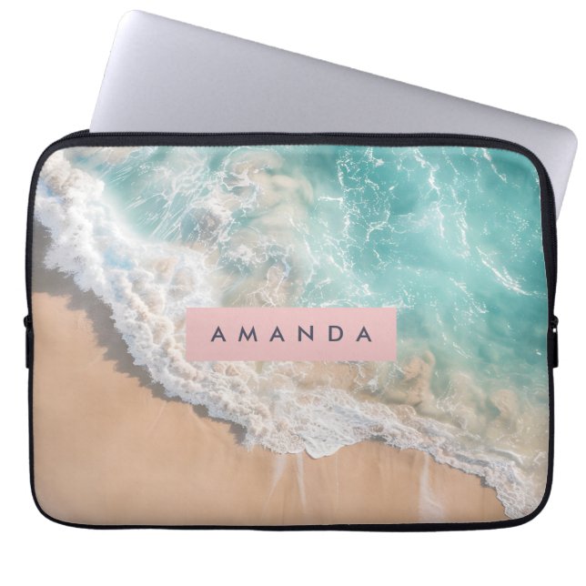 Capa Para Notebook Onda do Oceano Turquesa Personalizada Praia (Frente)
