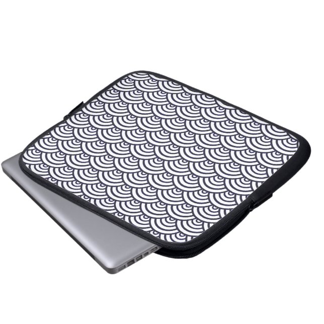 Capa Para Notebook Ondas Azuis Japonesas Seigaiha Mar (Frente Inferior)