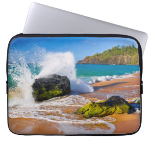 Capa Para Notebook Ondas batem na praia, Havaí