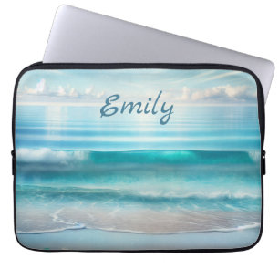 Capa Para Notebook Ondas bonito do Oceano Azul e Vidro do Mar Persona