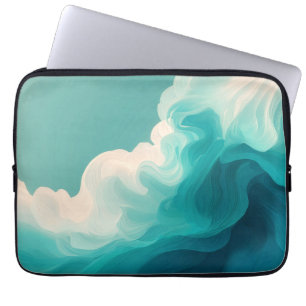 Capa Para Notebook Ondas Fluídas em Azul e Branco