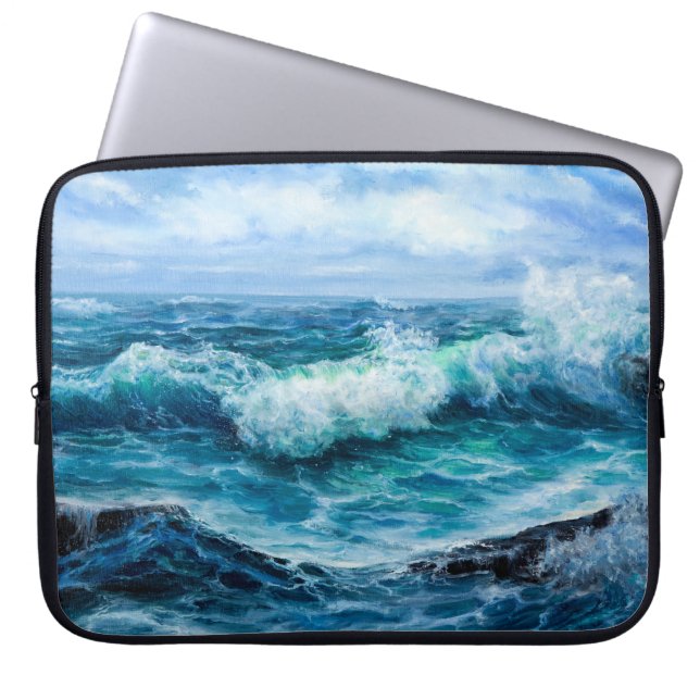 Capa Para Notebook Ondas no oceano. Impressionismo moderno, modernism (Frente)