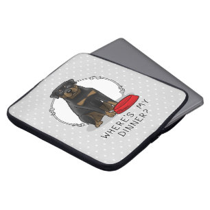 Capa Para Notebook Onde está o meu Janto? Rottweiler com Red Dog Dis