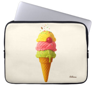 Capa Para Notebook Opção de Nome Personalizado de Cone de Sorvete Doc