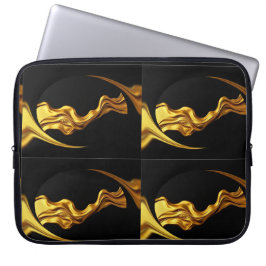 Capa Para Notebook Opulent Swirl Liquid Gold Black Monochro Achempong