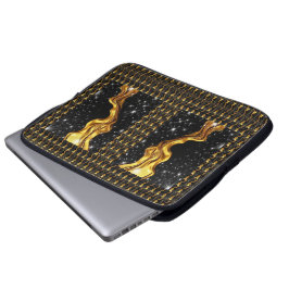 Capa Para Notebook Opulenta Galáxia Fluxo Líquido Ouro Preto Monocrom