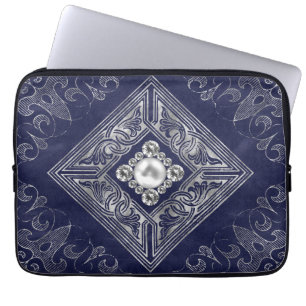 Capa Para Notebook Opulsão do ornamentado   Farinha de prata e azul