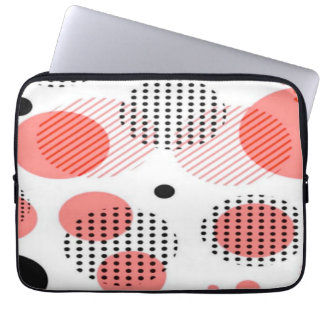 Capa Para Notebook Orange Circles with Black Polka Dots pattern