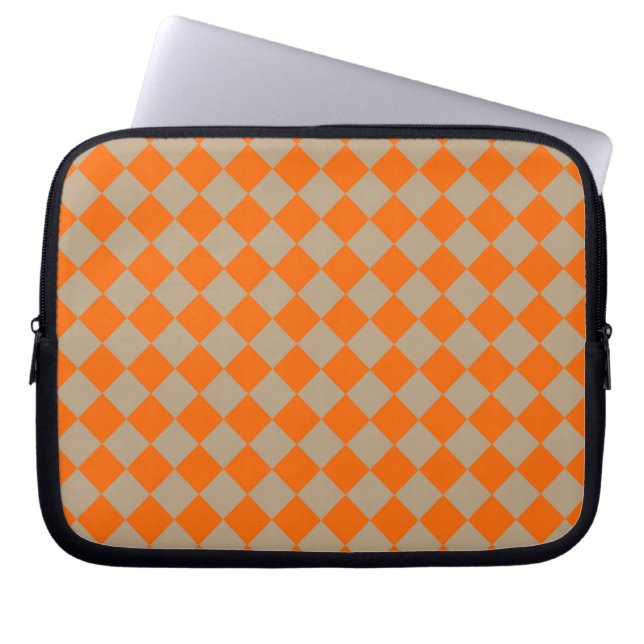 Capa Para Notebook Orange Taupe Checker Diamond Pattern (Frente)