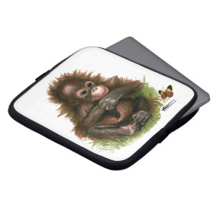 Capa Para Notebook Orangutan Baby e Butterfly