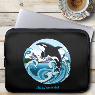 Capa Para Notebook Orca Majestosa Baleia Assassina Ondas Azuis Oceano