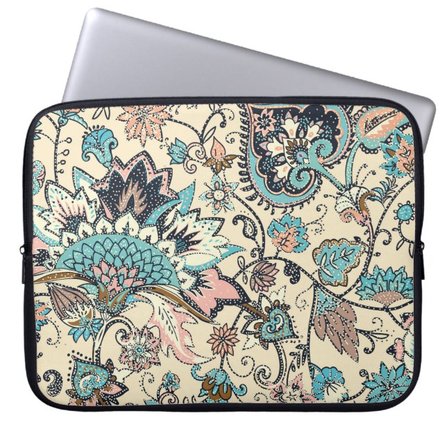 Capa Para Notebook Oriental Paisley: Elegância Têxtil Estilizada. (Frente)