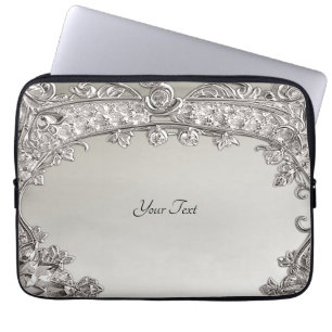 Capa Para Notebook Ornamentado de prata Bolsa de laptop moderna
