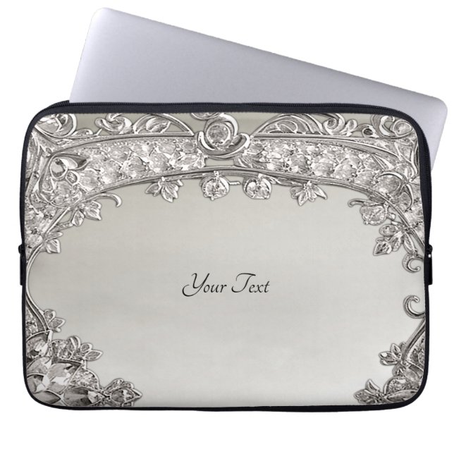 Capa Para Notebook Ornamentado de prata Bolsa de laptop moderna (Frente)