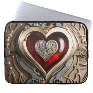 Capa Para Notebook Ornamento misterioso com coração vermelho
