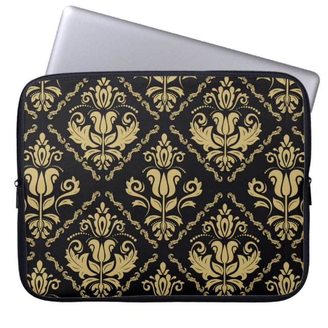 Capa Para Notebook Ornamento perfeito de preto e ouro. Traditi (Frente)