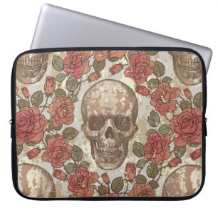Capa Para Notebook ornamento sem costura em estilo retrô com crânio
