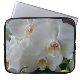 Capa Para Notebook Orquídeas brancas de mariposa em bolsa de laptop