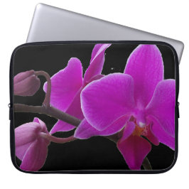 Capa Para Notebook Orquídeas roxas na bolsa de laptop negra
