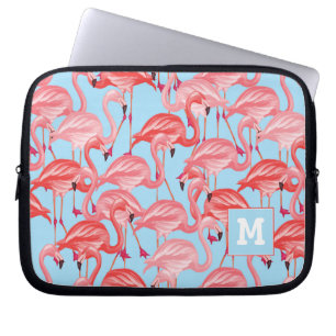 Capa Para Notebook Os flamingos cor-de-rosa brilhantes no azul  