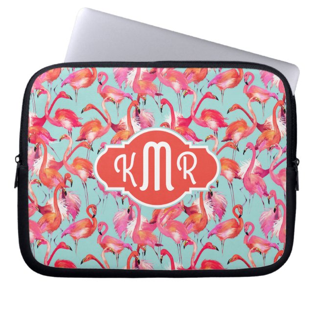 Capa Para Notebook Os flamingos da aguarela recolheram o monograma de (Frente)