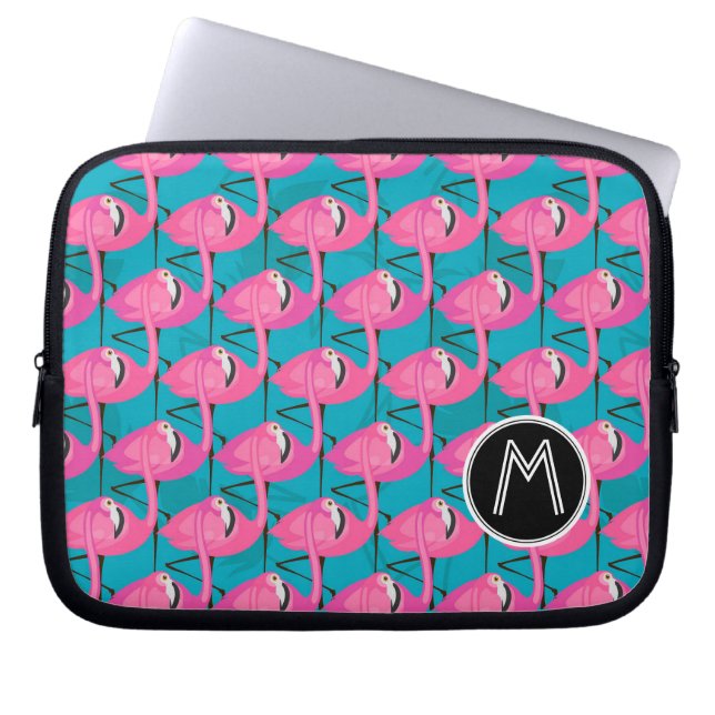 Capa Para Notebook Os flamingos de néon | adicionam sua inicial (Frente)