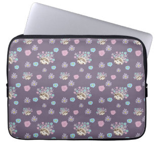 Capa Para Notebook ouriço e padrão das flores