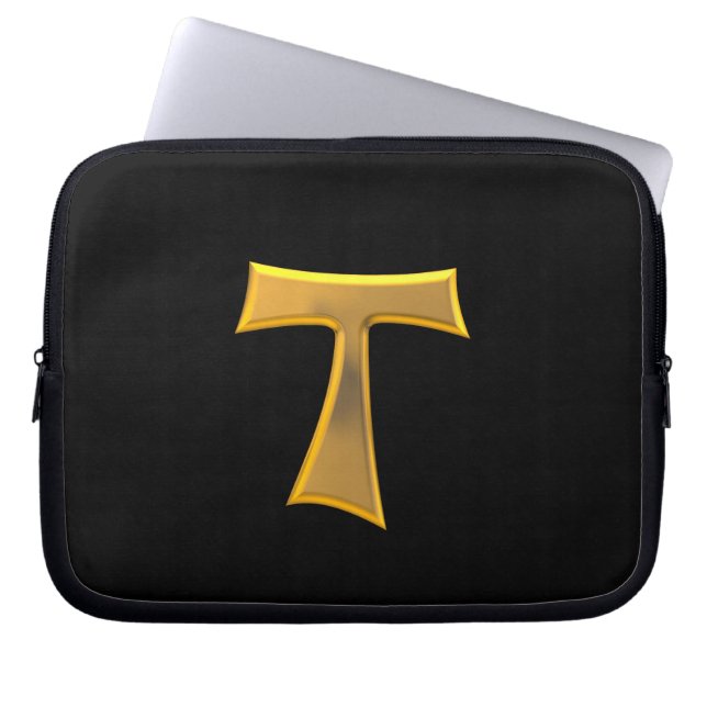 Capa Para Notebook Ouro 3-D Olhar Franciscan Tau Cross (Frente)