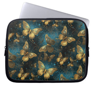 Capa Para Notebook Ouro Borboletas Eletrônicos Bag