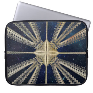 Capa Para Notebook Ouro Cadeias Cósmicas Bolsa de laptop Fractal