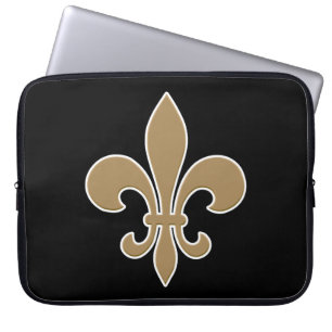 Capa Para Notebook Ouro da flor de lis com esboço branco e preto