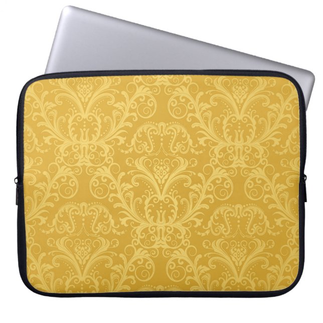 Capa Para Notebook Ouro de luxo Floral: Papel de parede sem costura (Frente)